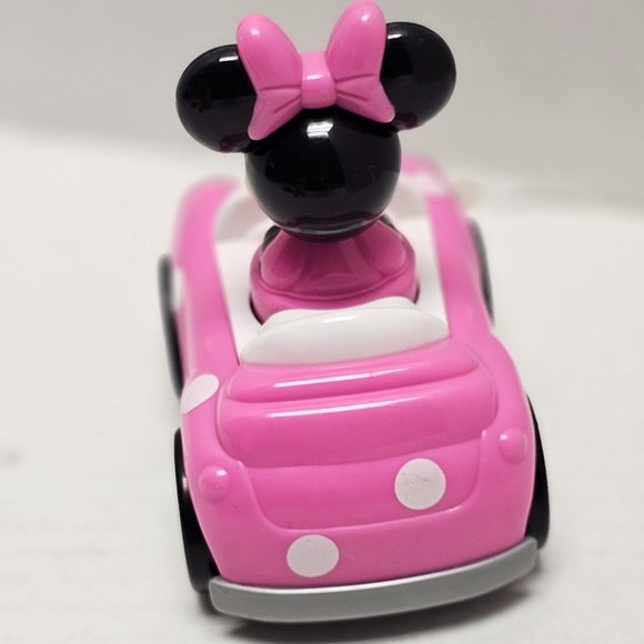 Disney Pink White Polka Dot Minnie Mouse Car Toy Push Go Racer - Picture 6 of 7